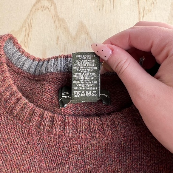 Eddie Bauer Sweater Mens XL Orange Heathered Crewneck 100% Cotton Knit Pullover - Picture 4 of 8